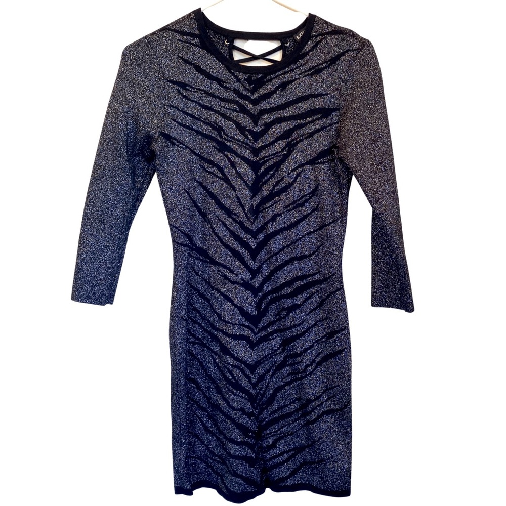 Express Zebra Sparkle Bodycon Dress EUC Size Medium